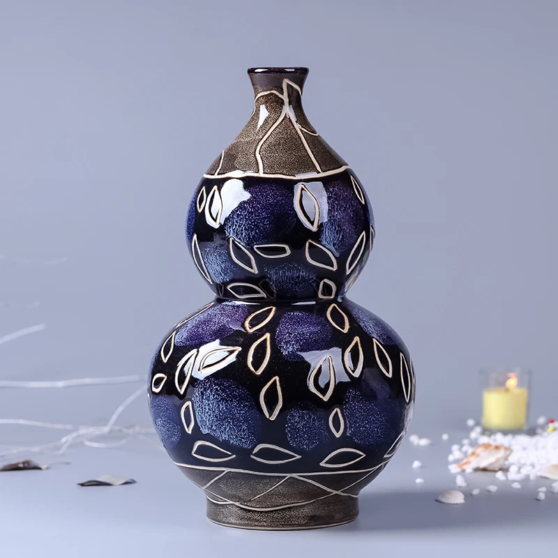 

Vintage Ceramic Vase Home Decoration Carved Blue Vases Porcelain Vase Flower Decoration Adornment Furnishing Articles