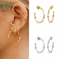 925 sterling silver needle minimalist c shape earrings delicate stud earrings gold earrings for women wedding luxury jewelry