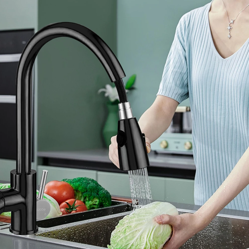 

Kitchen Faucet Pull Out Brushed Nickle Sensor Stainless Steel Black Smart Induction Mixed Tap Touch Control Sink Tap