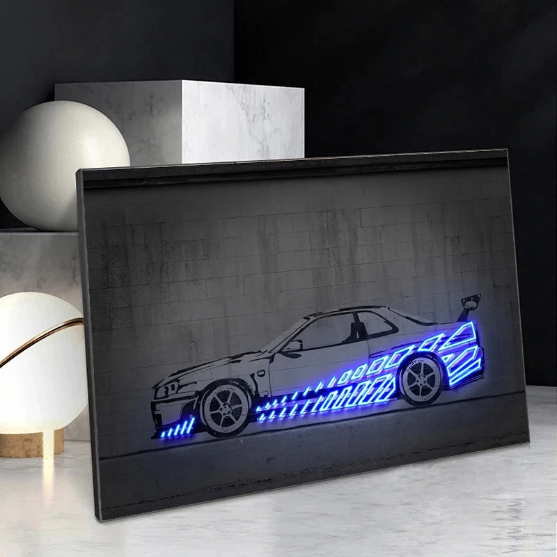 

Abstract Canvas Paintings,Racing Neon Wall Pictures,Street Graffiti Posters and Prints,Fast And Furious Home Decor,gift For Him