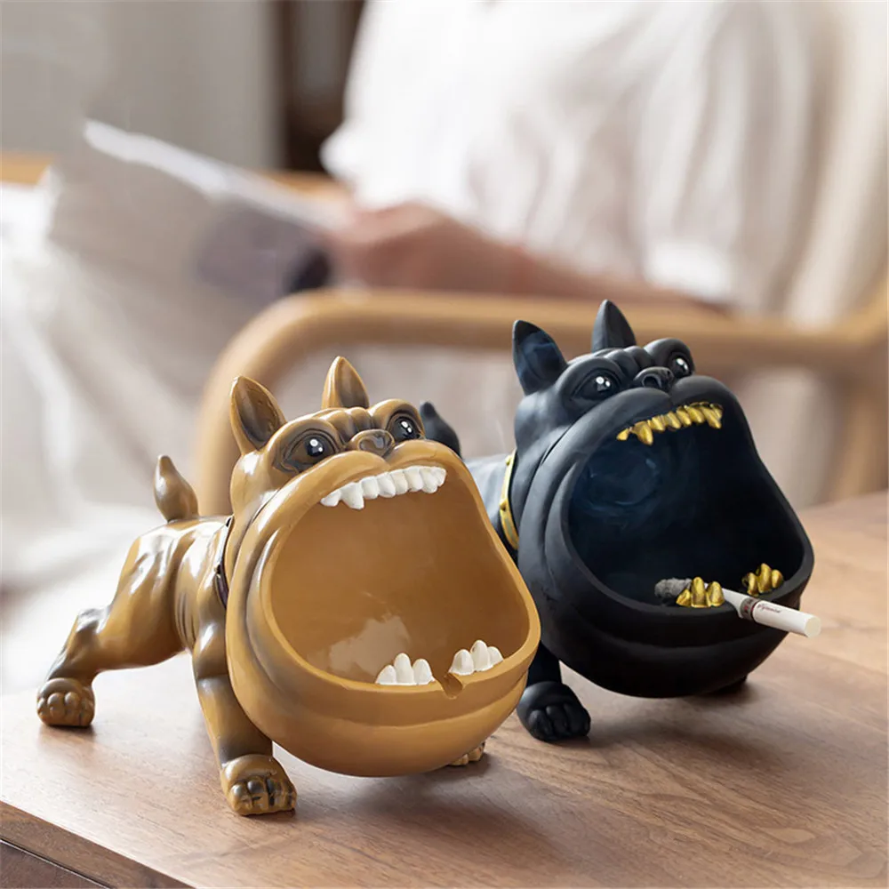 

Cartoon Dog Ashtray Ceramic Bulldog Large-capacity Storage Box Living Room Desktop Craft Ornament Men's Gift Smoking Accessories