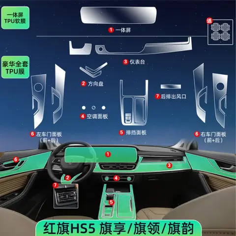 Для HONGQI HS5 2023-2024 автомобильные аксессуары для интерьера тонкая пленка прозрачная ТПУ панель переключения передач центральная консоль устойчивая к царапинам установка