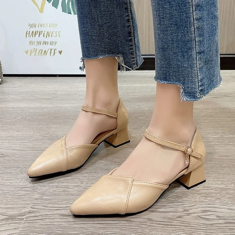 

Новые удобные туфли на блочном каблуке для женщин Туфли-лодочки подходящие ко всему роскошные сандалии с ремешком и пряжкой туфли принцесс...