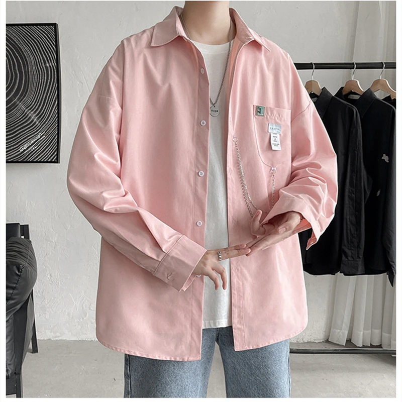 

New Oversized Shirt Men Streetwear Chain Long Sleeve Harajuku Fashion Men's Shirts Korean Woman Shirts Clothing Large Size 5xl