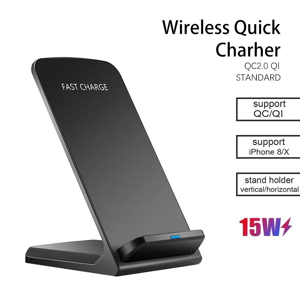 

15W Qi Wireless Charger QC 3.0 2.0 Quick Charger Dock Stand For iPhone13 12 11 7 8 6 5 5s For Samsung S20 S6 S7 S8 S9