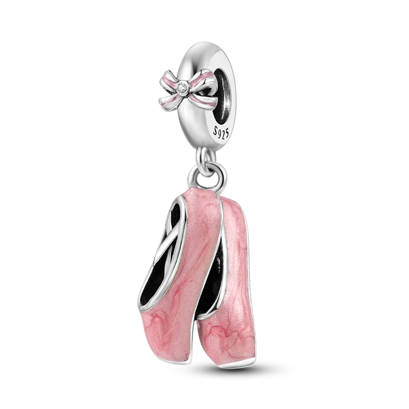 

Розовая балетная обувь, подвеска из бисера, подходящая для Pandora, оригинальный браслет, женская бижутерия «сделай сам», подарок