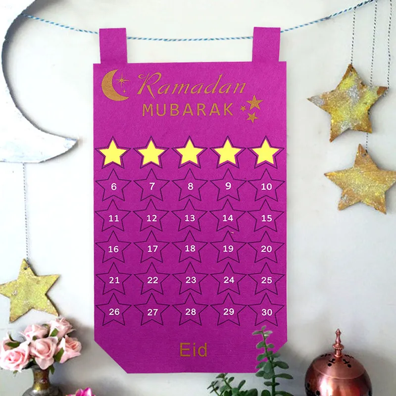

Календарь с обратным отсчетом для детей, многоразовый фетровый календарь с 30 звездами, Настенный декор