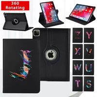 360 degrees rotating case for apple ipad pro 9 7pro 10 5pro 11 2018 2020 cool trend painting 26 letters smart tablet cover