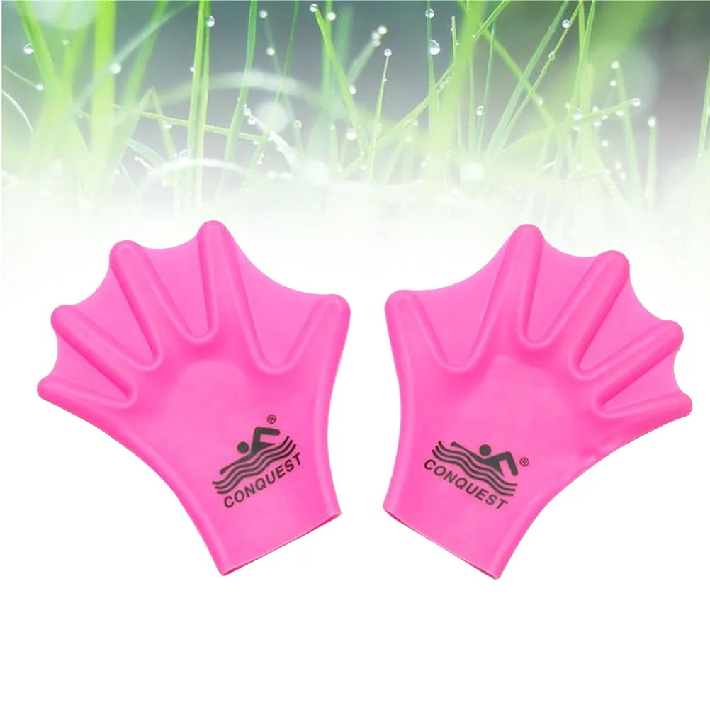 

1 Pair Silicone Swimming Gloves Webbed Aquatic Fit Traning Gloves Paddle Diving Gloves Hand Web (Adult, Pink)