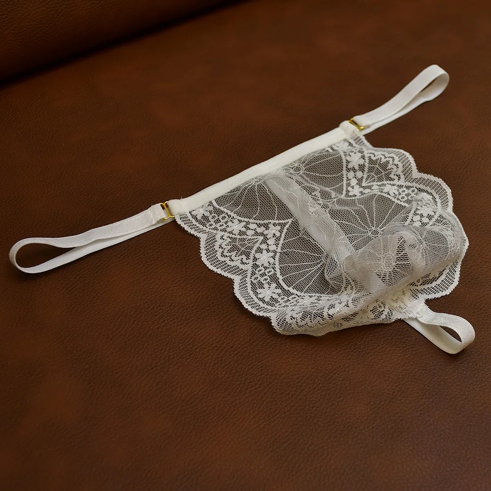 

Lace Hollow Sexy Men's Thong Pocket Design Sexy Temptation Girlfriend Small Inner Elastic Low Waist T Pants Men Thong