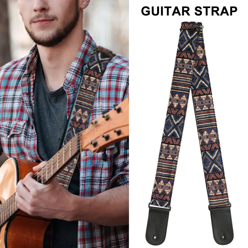 

1 шт. ремешок для гитары с вышивкой для электрогитар бас-гитары ремешок с вышивкой аксессуары для музыкальных инструментов Bhd2