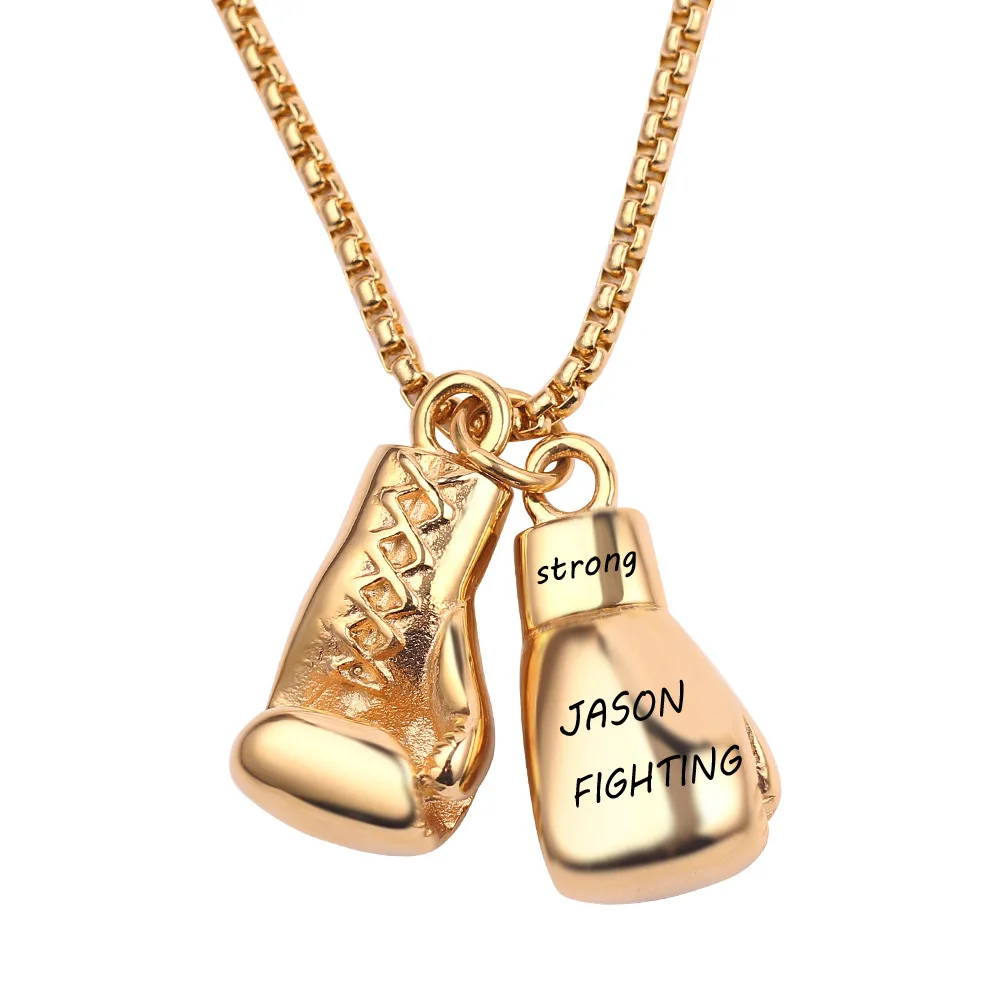 

DIY Letter Fitness Boxing Gloves Pendant Necklace Men Hip Hop Necklace Free Shipping Good Quality