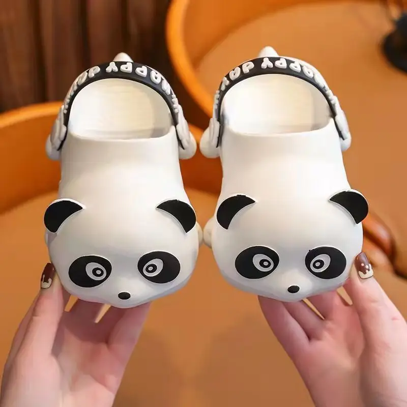

Панда Детские тапочки с дырками летние сандалии Нескользящие Симпатичные Мультяшные baotou детская обувь
