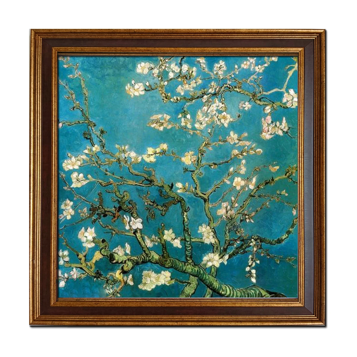 

Golden Framed-Van Gogh Almond Branches in Bloom Oil Painting Hand Painted on Canvas Repro Wall Art Decor