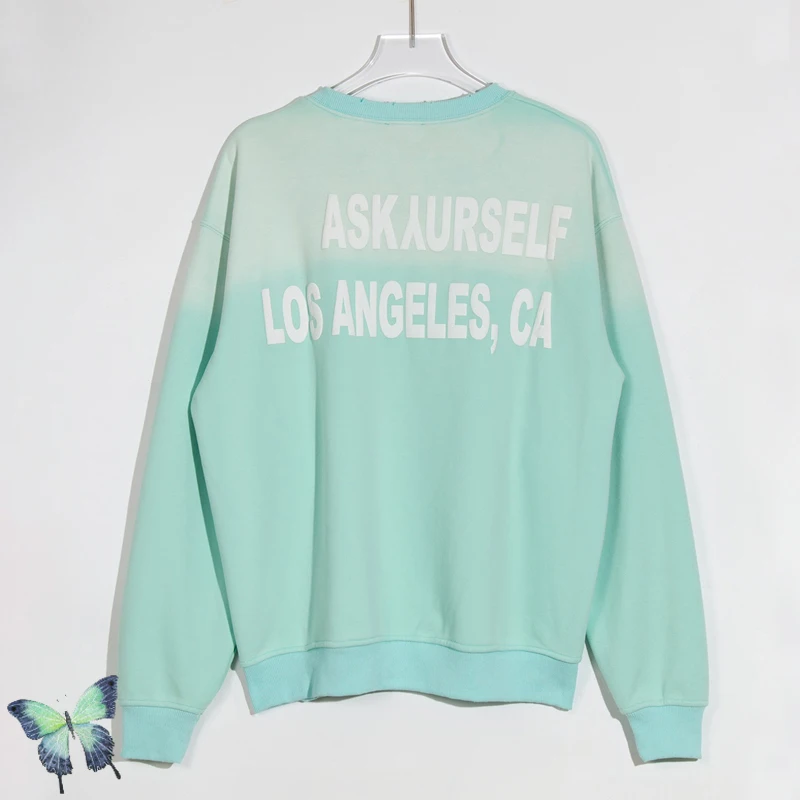 

Askyurself 2022s Mint Green Long Sleeve Seatshirts Foam Letter Blue Casual Sweatshirt