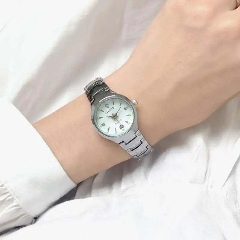 

Часы наручные женские в стиле ретро, модные простые водонепроницаемые Модные, с браслетом из нержавеющей стали, подарок для девушек