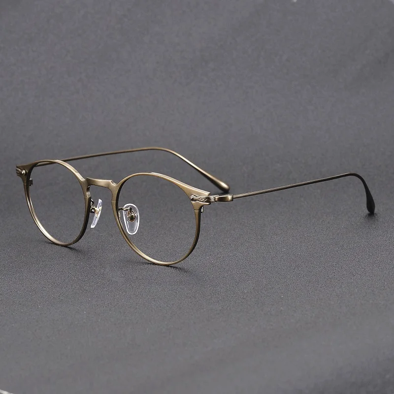 Japanese Handmade Pure Titanium Retro Round Glasses Frame Men Ultralight Blue-Light Eyeglasses Women Myopia Prescription Eyewear