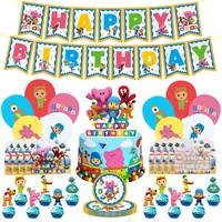 cartoon pocoyoboyed theme birthday party decorations plate cup napkins balloons caketopper candybox for children party supplies