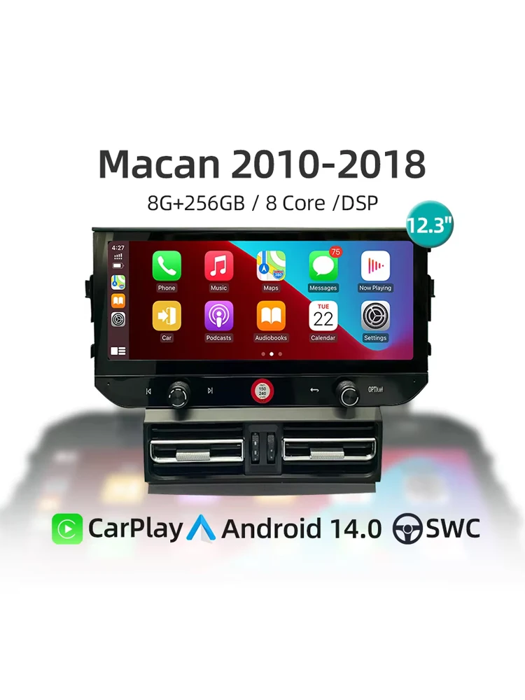 Android 14.0 Автомобильный радиоприемник CarPlay GPS-навигация 4G WiFi QLED Экран Bluetooth