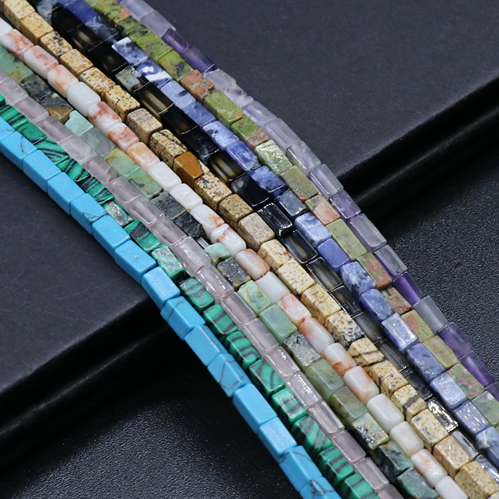 

Natural Stone Agate Rose Quartz Rectangular Beaded 2x3mm For Jewelry MakingDIY Necklace Bracelet Accessories Gem Charm Gift 38CM