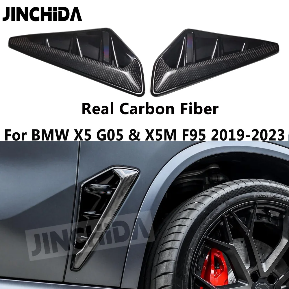 

Накладка на крыло из настоящего углеродного волокна ABS, боковая крышка вентиляционного отверстия для BMW X5 G05 X5M F95 2019-2023, наклейка на боковое крыло