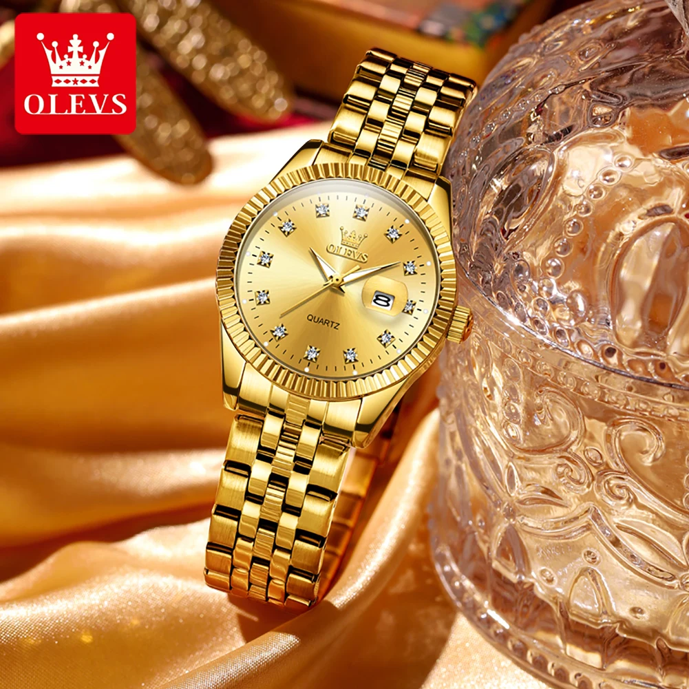 OLEVS 2023 New Gold Watch Women Watches Ladies Creative Steel Women's Bracelet Watches Female Waterproof Clock Relogio Feminino