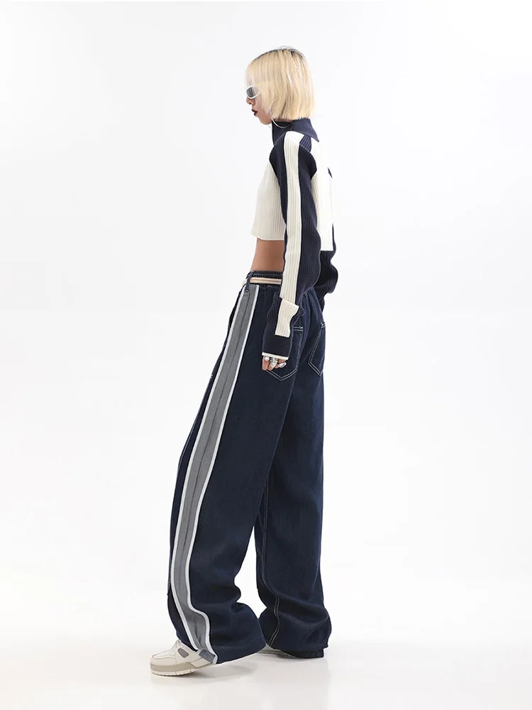 Womens Jeans High Waist Fashion Straight Baggy Denim Pants Streetwear American Style Wide Leg Denim Trouser Spring 2023