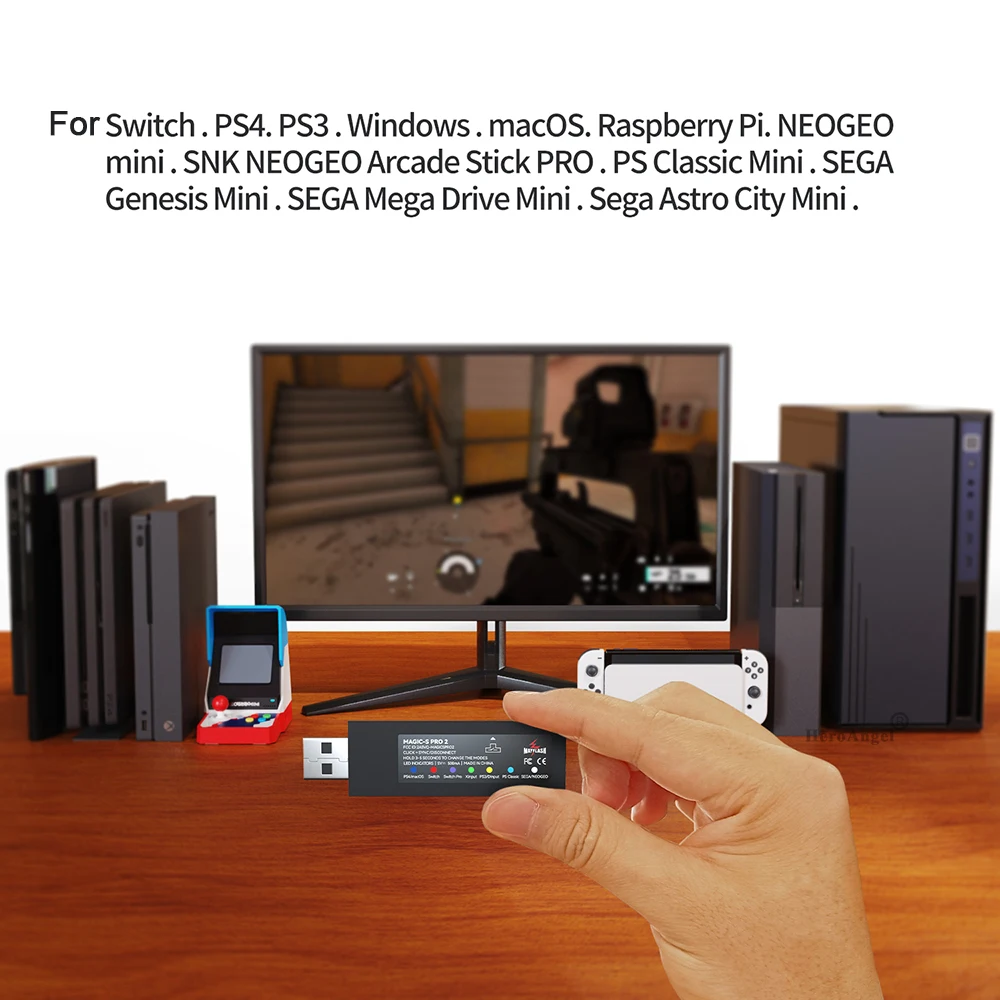 Беспроводной USB-адаптер Mayflash Magic-S Pro 2 для контроллеров PS4/PS3/Xbox One Nintendo Switch/PC/NEOGEO MINI -
