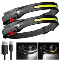 led headlamp cob head lamp with built in battery flashlight usb rechargeable head torch 5 lighting modes weatherproof head light