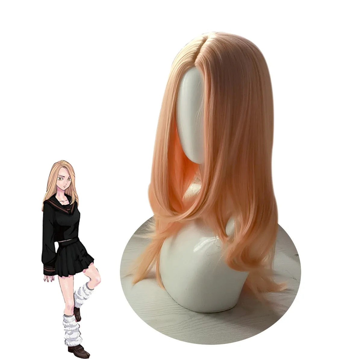 

Anime Tokyo Revengers Tachibana Hinat Chai Pomelo Leaf Cosplay Wig Orange Long Hair Heat Synthetic Fiber Hair Party Girls Women