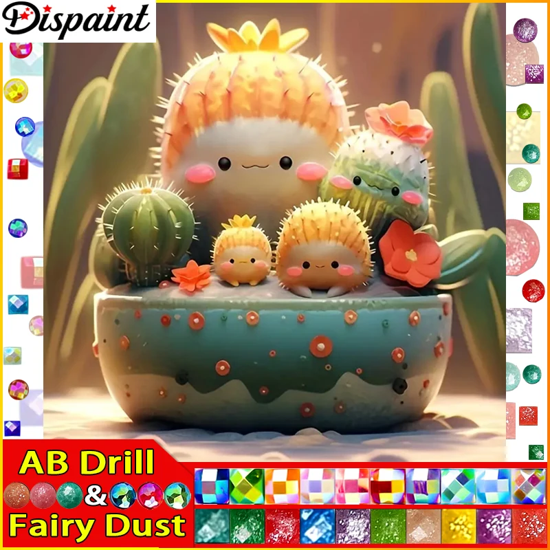 Набор для алмазной вышивки кактус с инкрустацией стразами