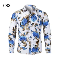 new fashion floral casual long sleeve shirts mens spring summer beach flower shirts