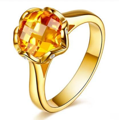 Роскошные женские обручальные кольца ANGLANG круглой формы, кольца с желтым кубическим цирконием класса ААА для подруги, Хороший Подарок на го...