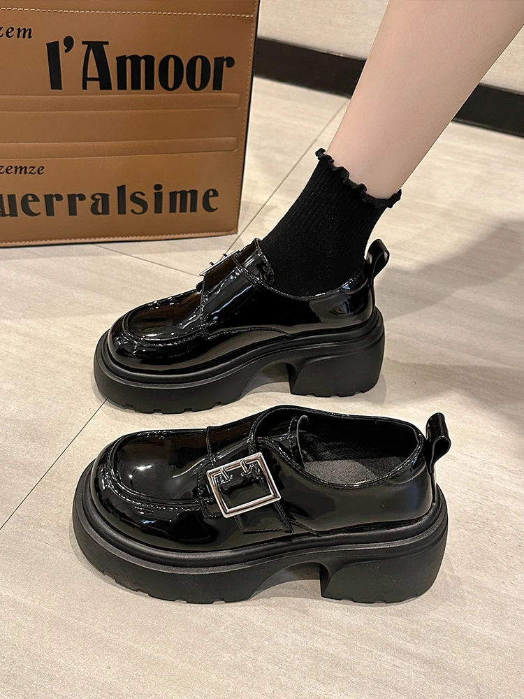 

Womens Derby Shoes Loafers With Fur Clogs Platform Round Toe Casual Female Sneakers Autumn Leather Slip-on Creepers New On Heels