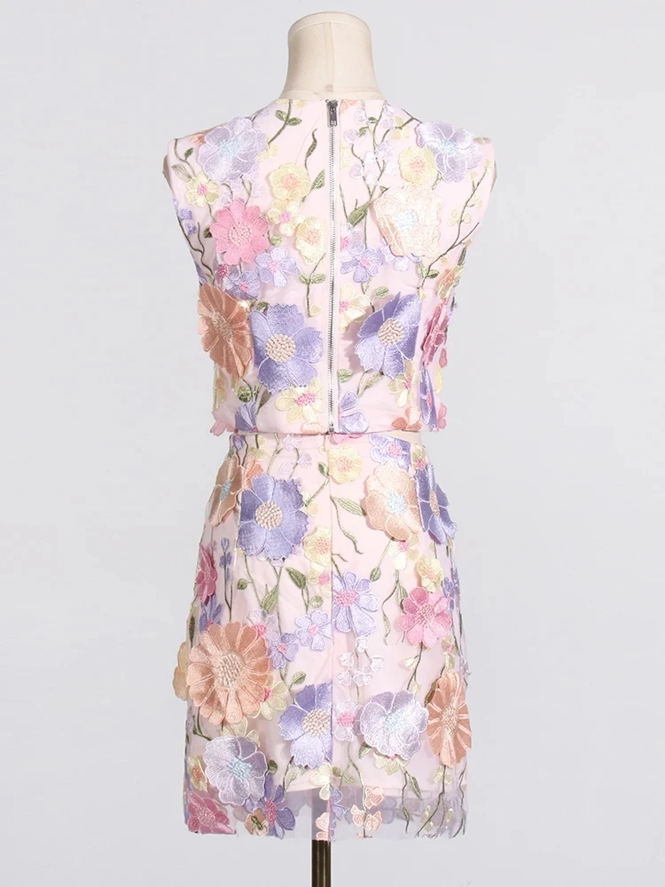 Женский комплект из двух предметов короткий топ без рукавов с круглым вырезом и