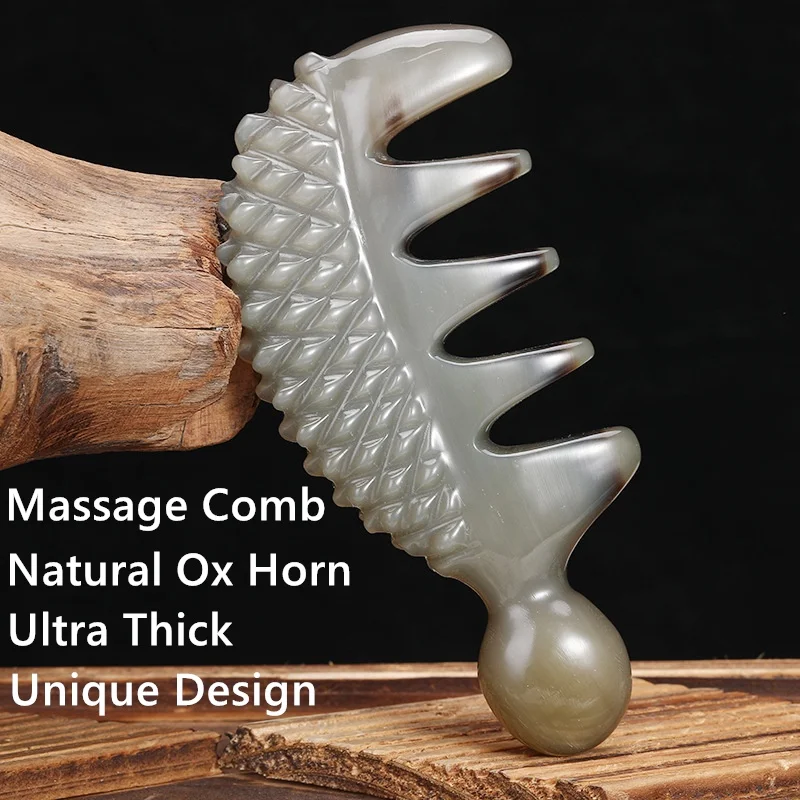 Fashion Comb Natural Ox Horn Hair Comb Scalp Massage Handmade Wide Tooth Hair Comb Gua Sha Massager