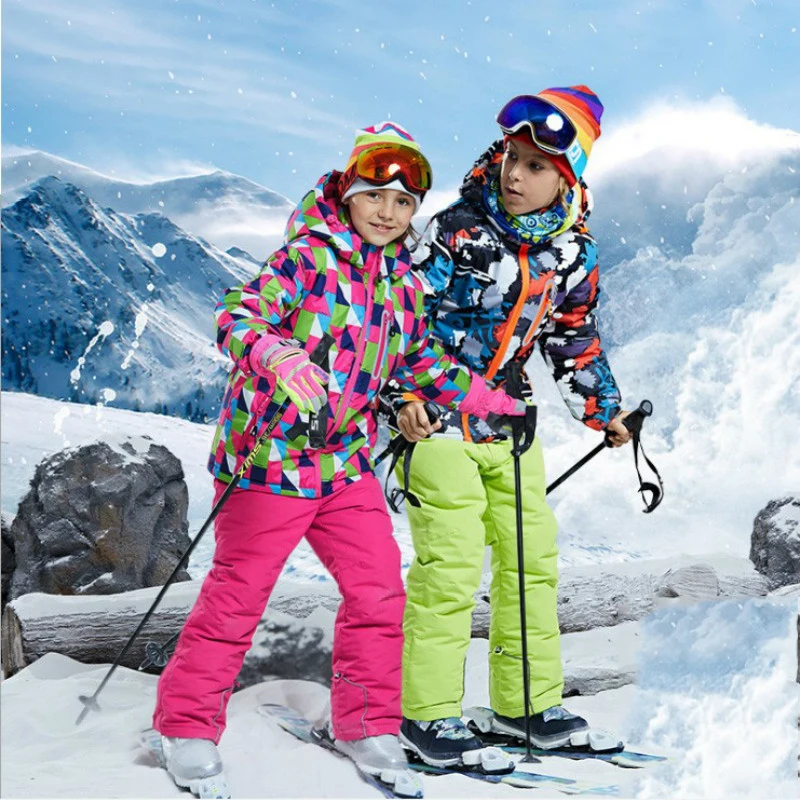 

-30 Degree Kids Snowboard Ski Suit Children Clothing Set Boys Girl Waterproof Outdoor Sports Jacket Snowsuit Teen Pants Clothes