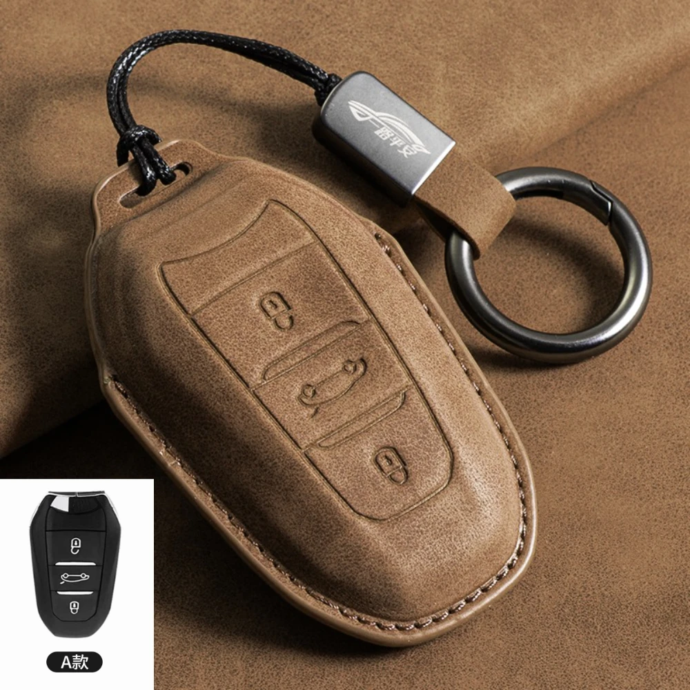 Фото Новый кожаный чехол для ключей от машины для Peugeot GTLine 207 307 407 208 308 408 508 2008 3008 4008 5008 RCZ Автомобильный брелок для ключей №2