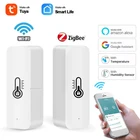 Датчик температуры и влажности Tuya Wi-Fi Zigbee, контроллер влажности и влажности в помещении, управление через приложение, для умного дома, для Alexa Google Home