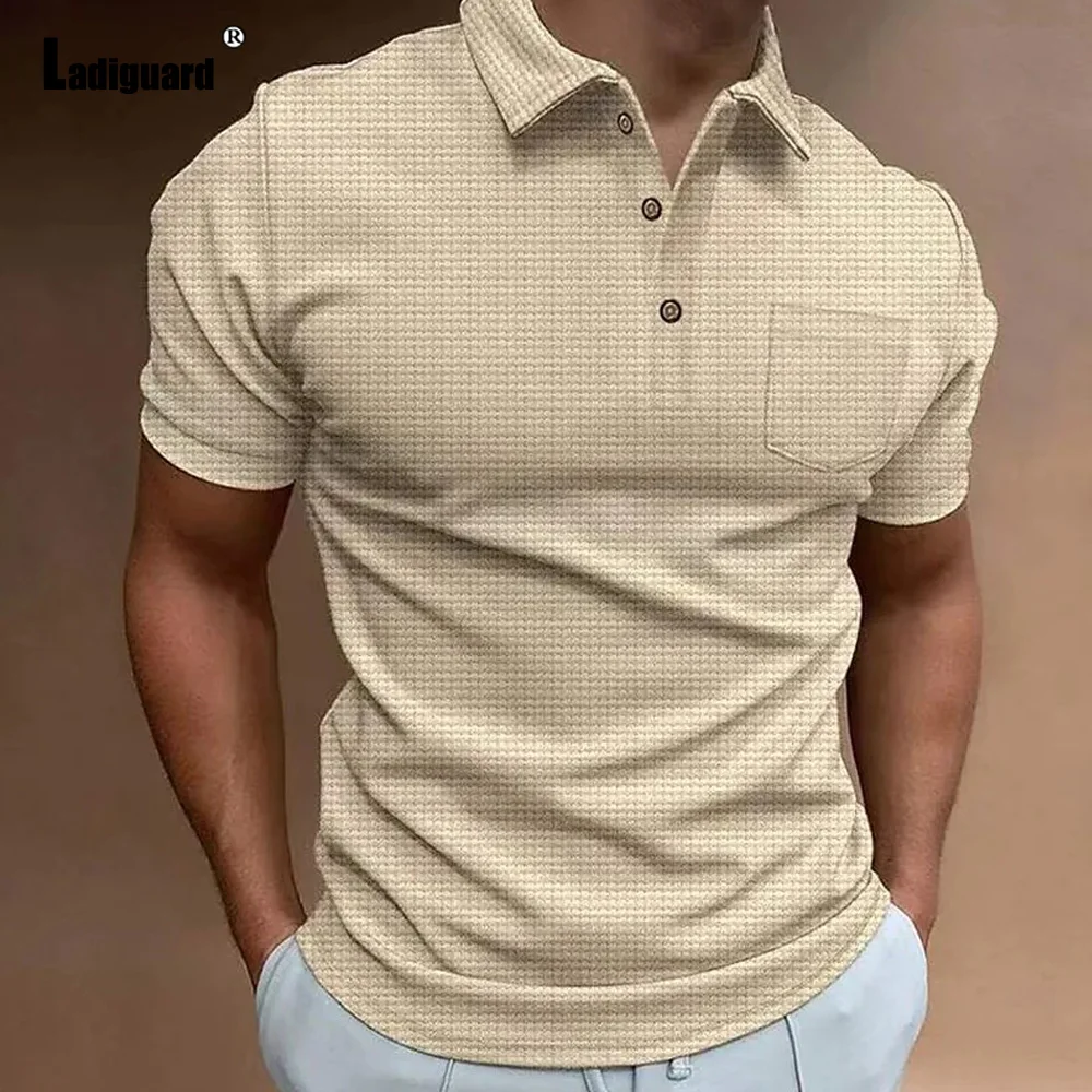 

Ladiguard 2023 European Size Polo Shirts Men Short Sleeve Tops Knitted Pullovers Large Big Mens Casual Shirt Clothing 3XL