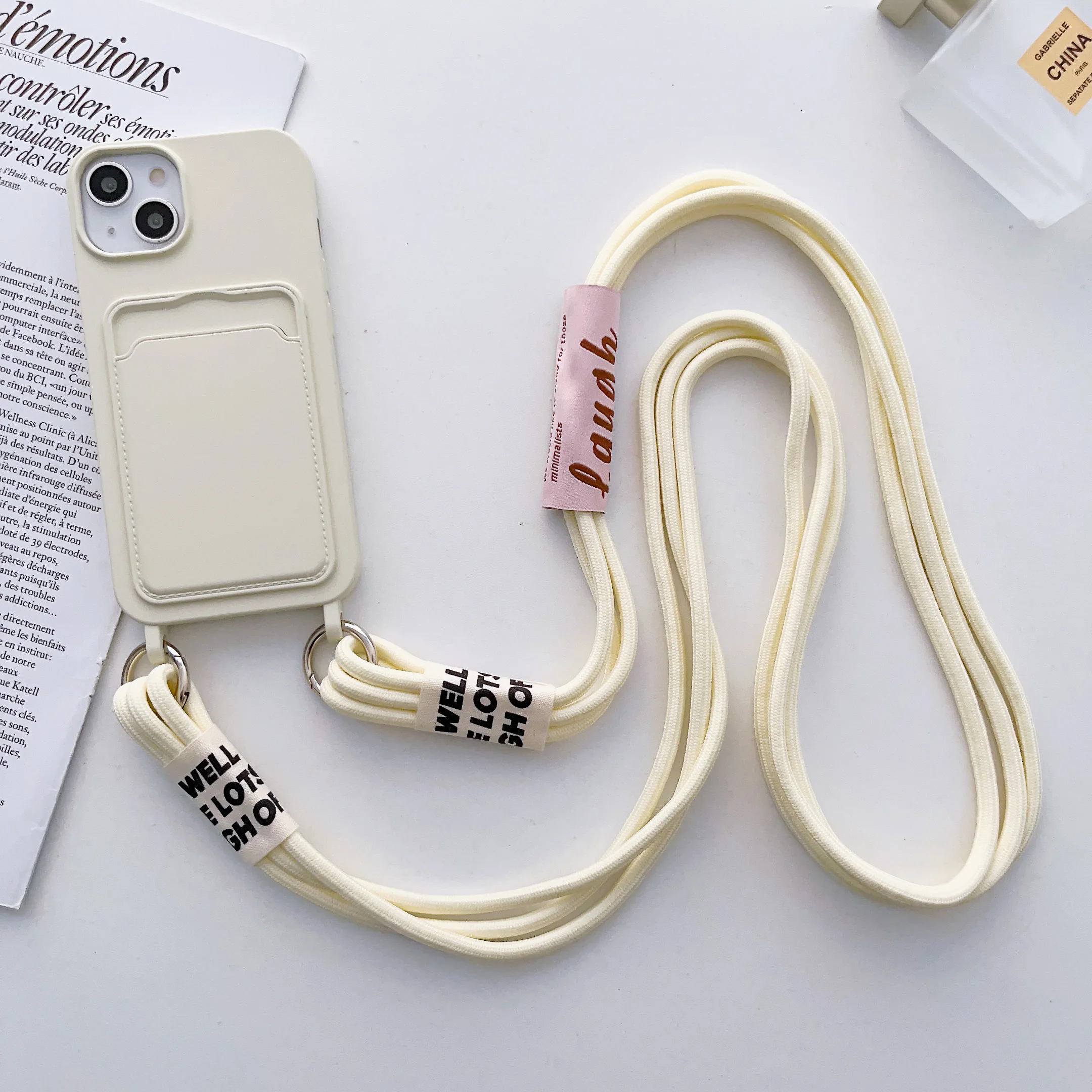 

Luxury Card Holder Lanyard Silicone Phone Case For iPhone 14 13 12 11 Pro XS Max SE XR X 8 7 Plus Ultra-thin Necklace Rope Cover
