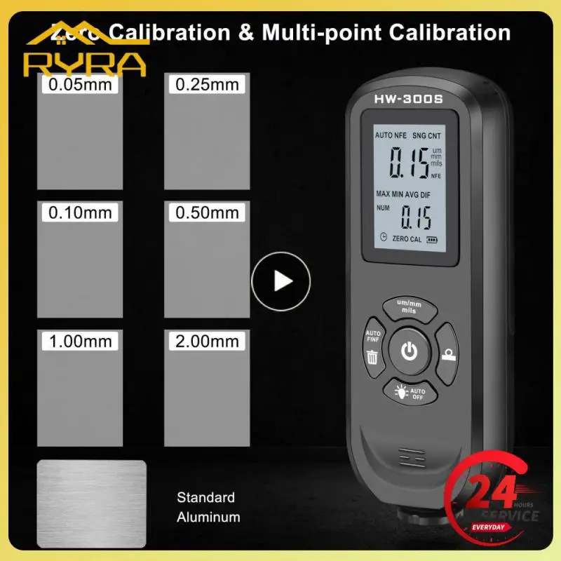 

Car Paint Film Thickness Tester Measuring F/N Manual Paint Tool HW-300S Digital Coating Thickness Gauge 0.1micron/0-2000