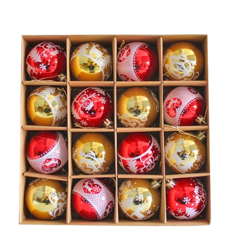

Colorful Painted Christmas Ball 16pcs/box Colorful Christmas Tree Hanging Ornaments for Holiday Wedding Home