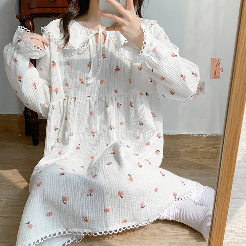

100% Double Guaze Cotton Maternity Nursing Sleepwear Thin Light Loose Night Dress Clothes Summer Pregnancy Nightwear Nightgown