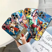 ONE PIECE Phone Case For Funda iPhone 11 12 13 Pro Max Mini X XR XS SE 2020 5 6 7 8 Plus Liquid Silicon Celular Etui