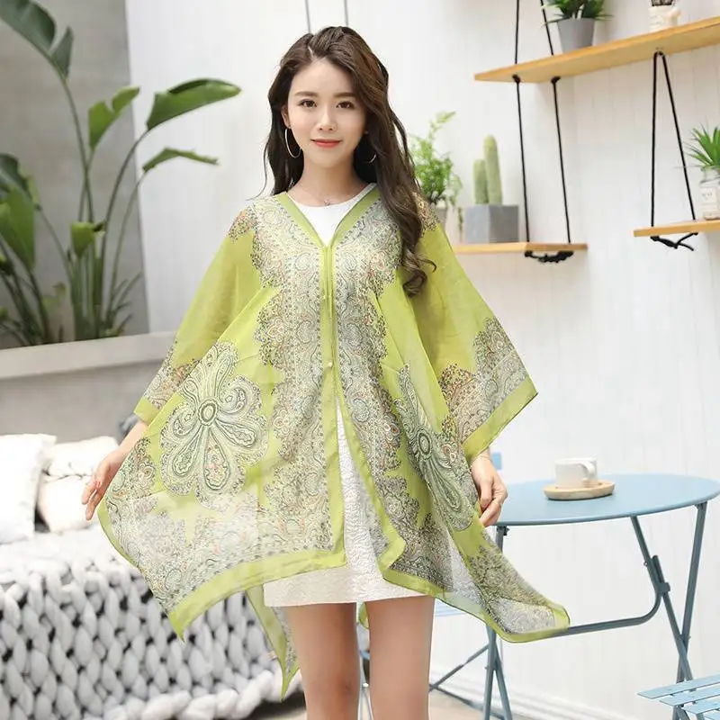 

Women's Sunscreen Shawl Cycling Beach Multi-color Scarf Printing Shawl Silk Scarf UV Resistant Chiffon Flower Decoration