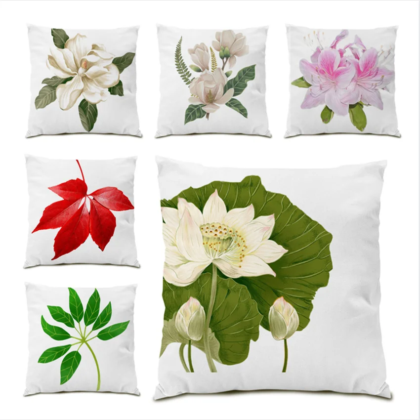 

45x45cm Pillowcase Leaves Sofas for Living Room Decoration Pillow Covers Decorative Cushion Cover Luxury Plants Floral E0178