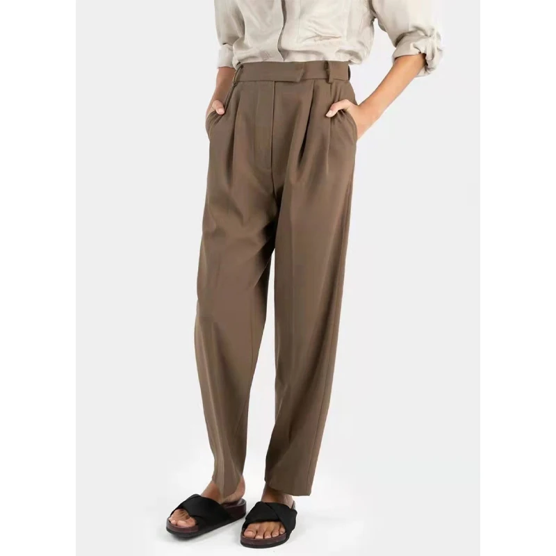 Fr@nkieSHOP Casual Pants Women's Versatile Slim High-waisted Cropped Suit Pants Draped Feeling Minimalist Style