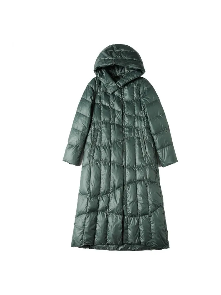 European Station Hooded Long 90 White Duck Down Coats Women 2022 Winter Fashion High-End Loose Thickening Warmer Jackets