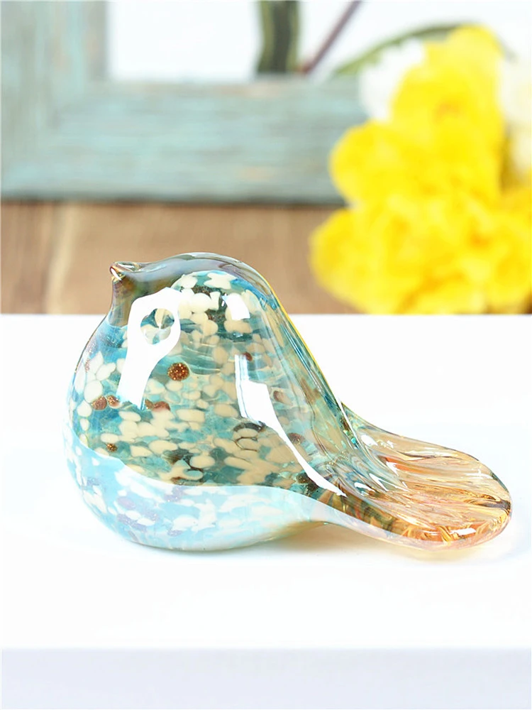 

Cute Glass Bird Study Desktop Paperweight Animal Glass Statue Home Decoration Crafts Creative Bookshelf Trinkets Ornaments